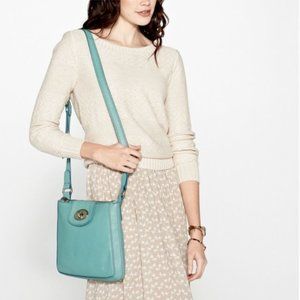 FOSSIL Distressed Mint Green Leather Crossbody Bag